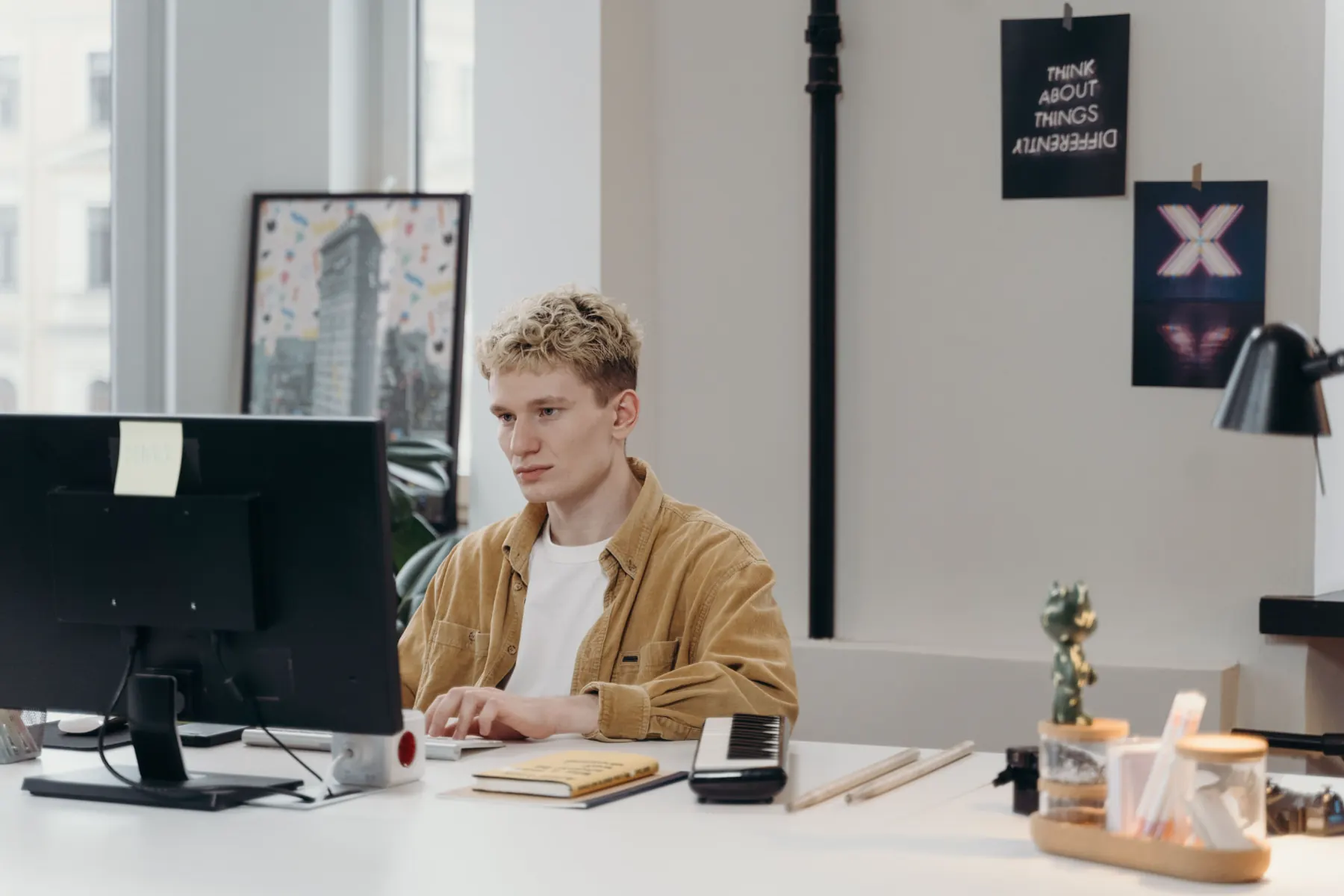 Marketing specialist working at a desk
