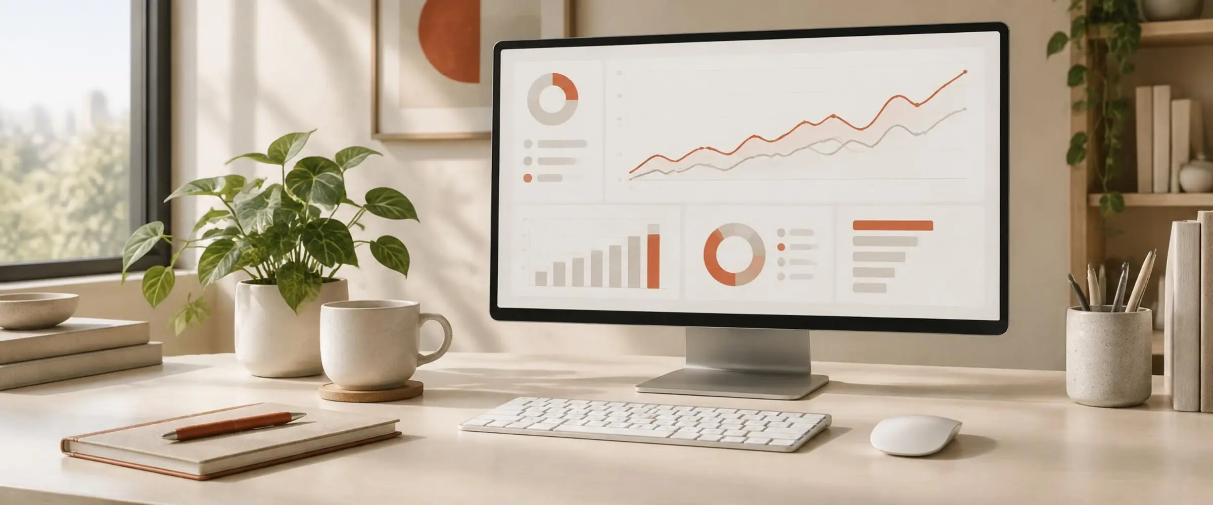 Paid media performance dashboard on a desk