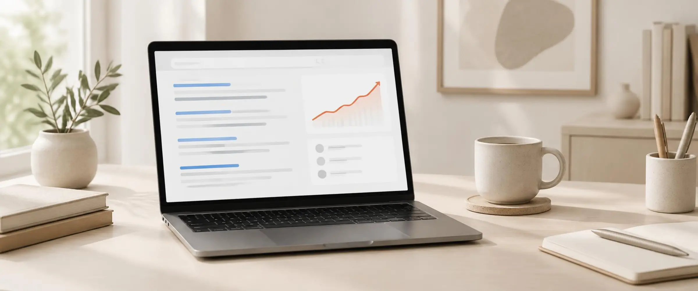 Search performance charts on a laptop